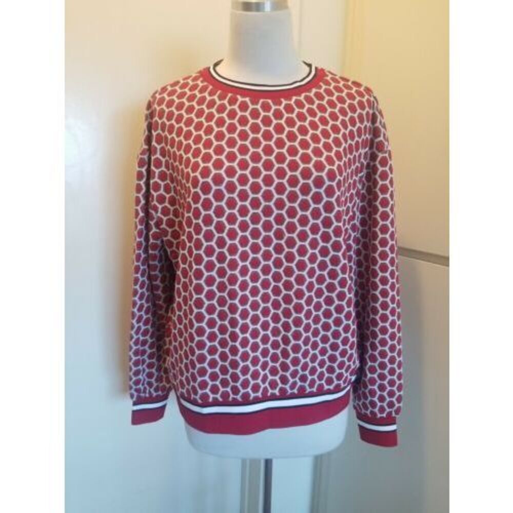 NWT - GP&J BAKER x H&M Beautiful Red/Wht. Patterned Lightweight SWEATER - Size M